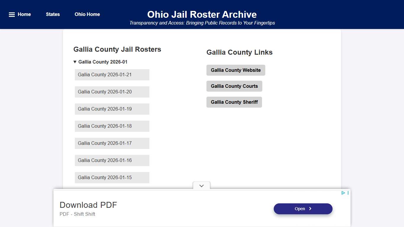 Gallia County - Ohio Jail Rosters